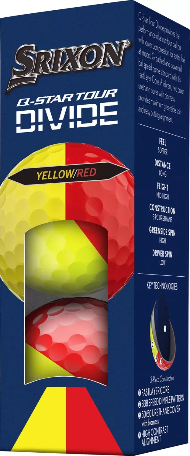 Buy 2 get 1 Free Special — Srixon Q-Star Divide Yellow/Red Golf Balls