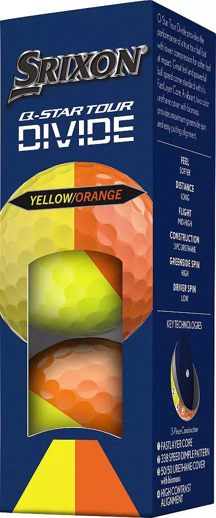 Buy 2 get 1 Free Special — Srixon Q-Star Divide Yellow/Orange Golf Balls