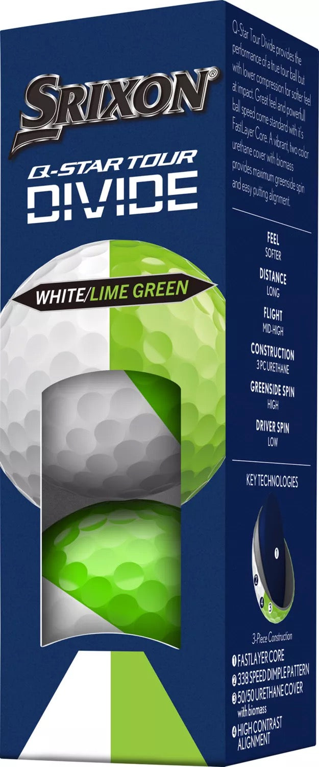 Buy 2 get 1 Free Special — Srixon Q-Star Divide Green/White Golf Balls