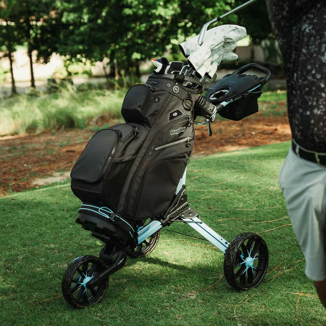 BagBoy Nitron Auto-Open Golf Push Cart Ice Blue / White