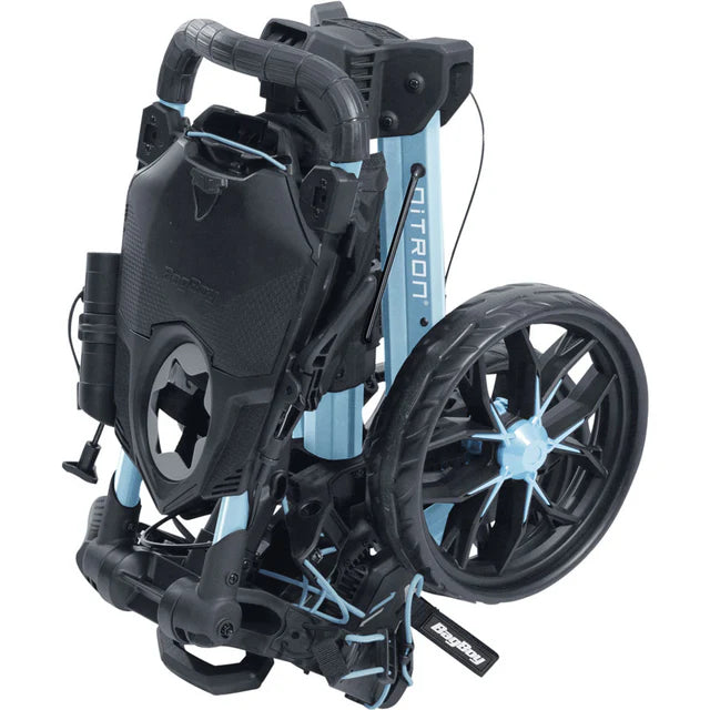BagBoy Nitron Auto-Open Golf Push Cart Ice Blue / White