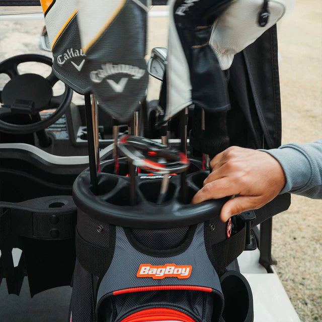 BagBoy Revolver XP Rotating Golf Bag Charcoal / Black / Red